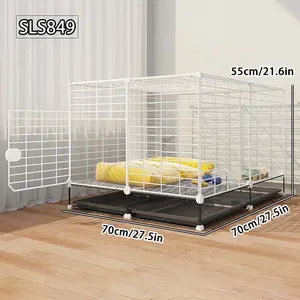 Small Medium Dog Indoor Cage with Toilet Separation, Home Pet Teddy Corgi Puppy Fence, Durable Metal Material, Easy Install Design, Escape Proof Kennel