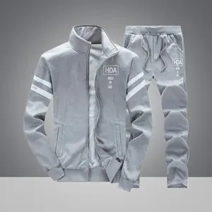 Men's Casual Stand Collar Jacket Set with Letter Print Design Long Sleeve & Matching Pants for Spring Autumn Athletic Tracksuit