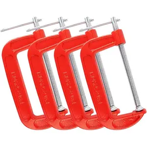 4-pieces C Clamps Set, 6 Inch C Clamp, Up To 6-Inch Jaw Opening, 2-3/4 Inch Throat Depth