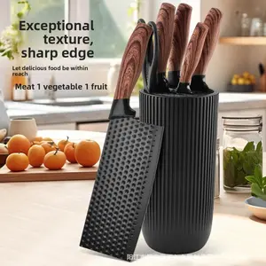 1 Set Kitchen Stainless Steel Knife 6-Piece Set, ergonomic fat handle with non-slip coating, non-stick blade rust-proof and easy to clean, complete chef & kitchen knives set for household food preparation.