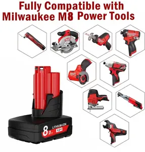 6 Pack/ 2 Pack 8.0Ah 12V Battery Compatible for Milwaukee ΛΛ12 Battery 48-11-2401 48-11-2412 48-11-2411 48-11-2420 48-11-2410 12Volt Cordless Tools for Milwaukee M12 Lithium Battery