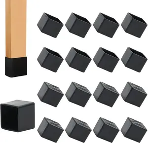 12PCS Square Rubber Furniture Leg Caps 1 Inch X 1 Inch Square Chair Leg Caps Covers Black Furniture Foot Table Chair Leg End Cap, Anti-Slip Chair Leg Floor Protectors, Black suiwotin