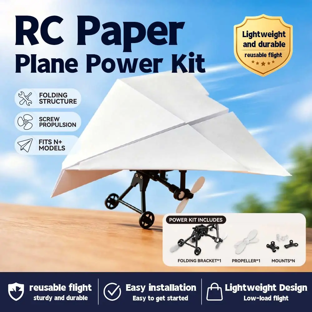 Unisex RC Paper Plane Kit with Gyro Stabilizer - Remote Control Airplanes DIY Electric Fold Flying Toy, Dual Propellers, Lightweight Folding Structure, Easy Assembly STEM Building Toy, Great Parent-Child Activity Family Time Kids Birthday Gift