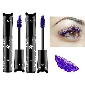 2 PCS Purple Cat eye mascara　Colored Makeup Waterproof Fast Dry Eyelashes Curling Lengthening Makeup Eye Lengthening, Lifting, Curling springtok