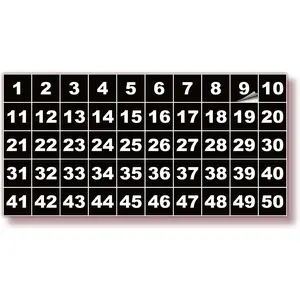 Black Consecutive Number Stickers 1 to 50, 1-inch 1 Set Vinyl Self Adhesive Premium Decal Ideal for Inventory Storage Organizing Boxes Bins Toolbox Lockers, Suitable for Indoor Outdoor Use
