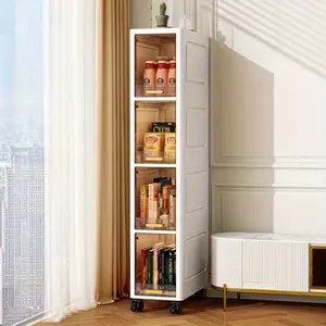 Brown color, flip-top sliding drawer design, narrow and tall gaps that save space, with moving wheels for easy handling. Essential for storing household and hotel sundries, clothes, books.