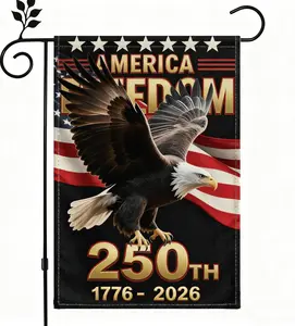 250th U.S. Independence Anniversary Garden Flag - Double-Sided Fade-Resistant Linen 12x18in, Majestic Bald Eagle Patriotic Yard Decor for Historic Commemoration & History Lovers