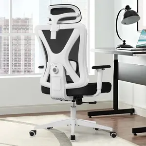 Ergonomic Office Chair Gaming Chair Swivel Computer Desk Chair, Breathable Mesh High Back Task Chair with Adjustable Lumbar Support, 3D Armrests and Headrest Black
