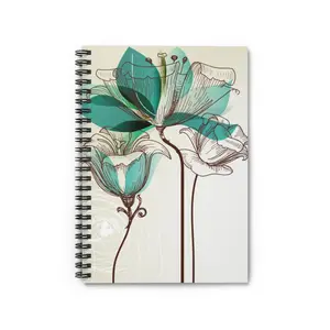 Blue/Green flower watercolor Spiral Notebook - Ruled Line