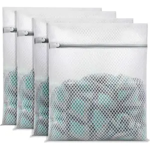 Laundry Bags for Delicates, Upgraded Honeycomb & Fine Mesh, Extra-Durable with Sturdy Zippers, 12×16 Inch, 4-Pack, Home, College, Dorm