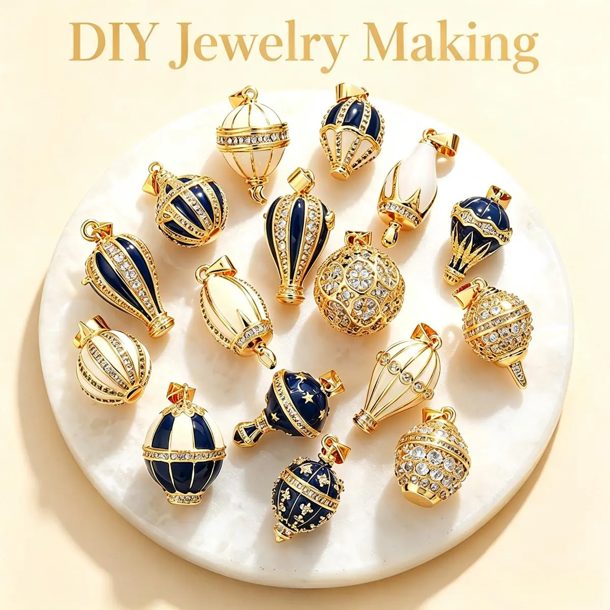 French Style Hot Air Balloon Egg Pendant, Navy Enamel Cubic Zirconia Copper Charm for DIY Necklace Making, Minimalist Luxury Jewelry Finding#HotAirBalloonPendant#DIYJewelrySupplies#CZCharm#EnamelPendant#FrenchStyleJewelry#JewelryMaking