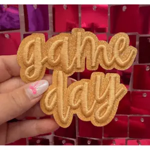 Yellow GameDay Script Iron On Patch