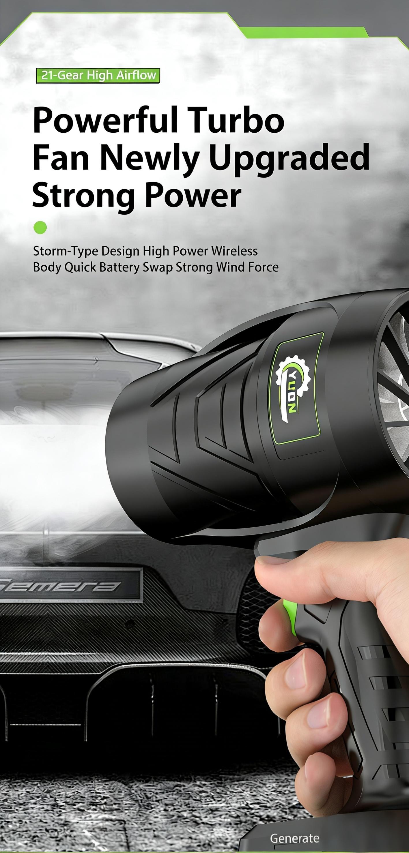 Cordless Lithium-Ion Blower: High-Velocity Turbo Fan & Ducted Air Blaster—Industrial-Grade Dust Removal, Snow Clearing, and Powerful Airflow—Handheld Rechargeable Unit for Both Home and Outdoor Use