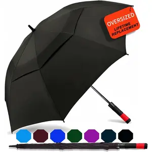 Umbrella Large 62/68/72 Inch Automatic Open Golf Umbrella Extra Large Oversize Double Canopy Vented Umbrella Windproof Waterproof for Men and Women.