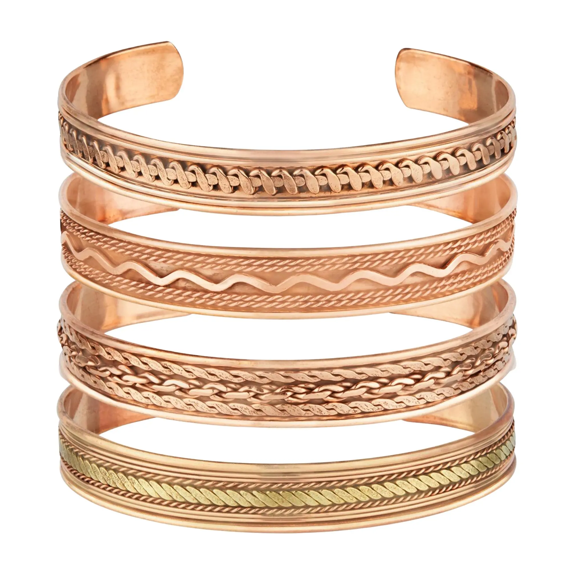 4-Pack Copper Magnetic Bracelets, Minimalist Adjustable Cuffs for Men & Women, Stacking Bangle Set for Daily Casual Wear, Adjustable Cuff, Elegant Minimalist Bangle, Trendy Stack Bangle