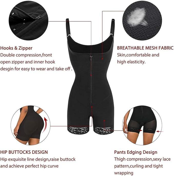 Shapewear for Women Tummy Control Body Open Bust Bodysuit with Open Crotch Butt Lifter Stomach Fajas Colombianas Shapewear for Women Tummy Control Shapewear Butt Lifter Bodysuit Womenswear Compression de abdomen Black Minimalist Basic