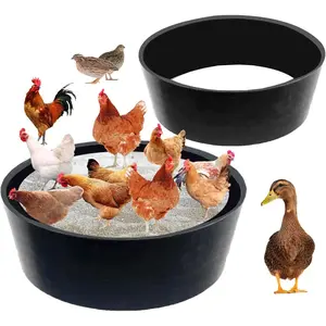 Chicken Dust Bath Tub, 25'' D * 5.9'' H, Bottomless Design, PE Eco Friendly, Dust Bath, Chicken Coop Cleaner Container