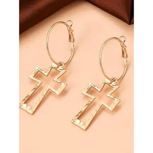 Trend Cross Design Dangle Earrings, 1 Pair Vintage Trendy Dangle Earrings, Chic Gorgeous Jewelry As Gift for Girlfriend