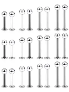 24pcs Monroe Lip Barbell Ring, Helix Earring, Tragus Cartilage Studs, Surgical Steel Body Piercing Jewelry for Women & Men, Body Piercings Set