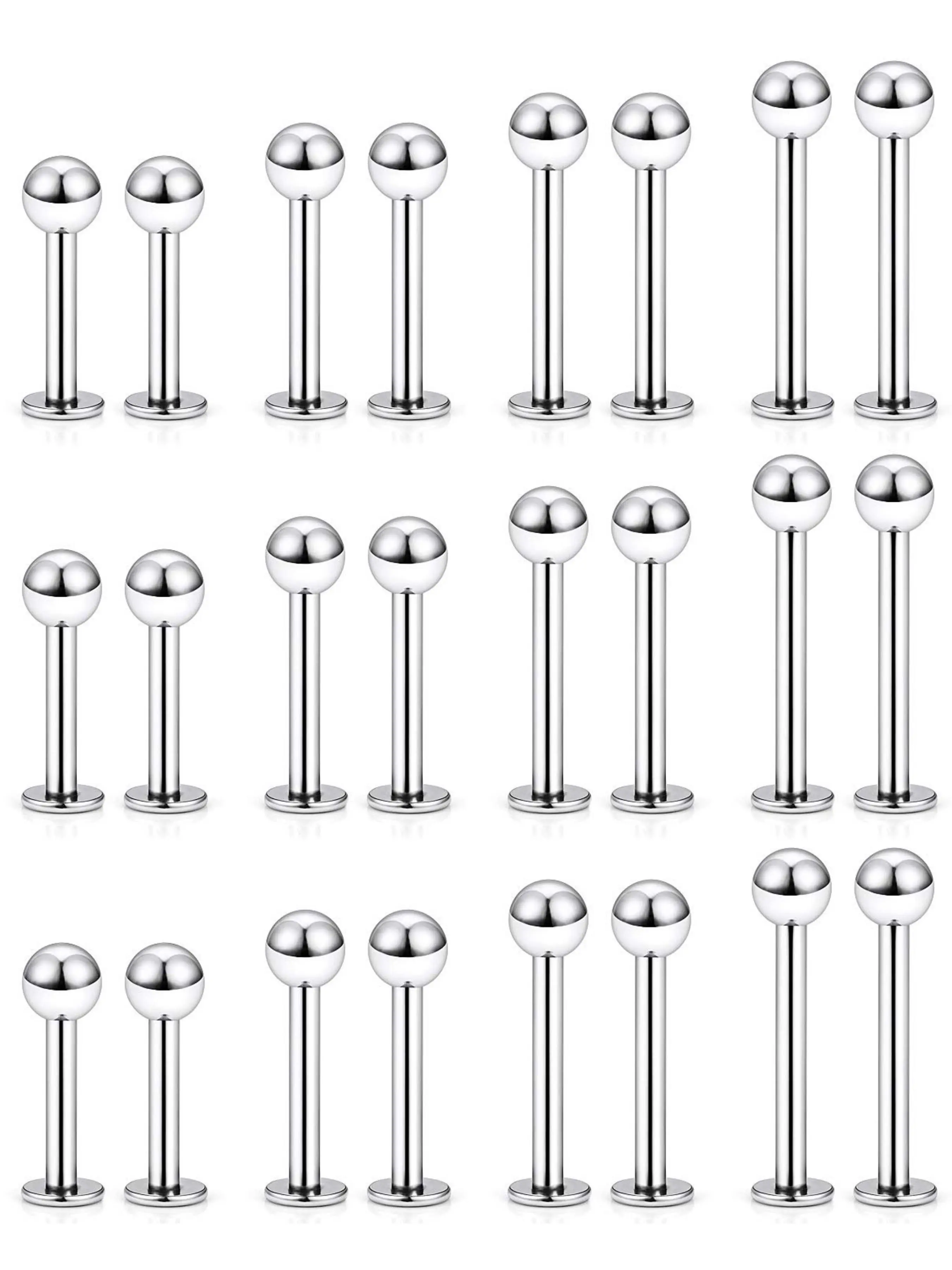 24pcs Monroe Lip Barbell Ring, Helix Earring, Tragus Cartilage Studs, Surgical Steel Body Piercing Jewelry for Women & Men, Body Piercings Set