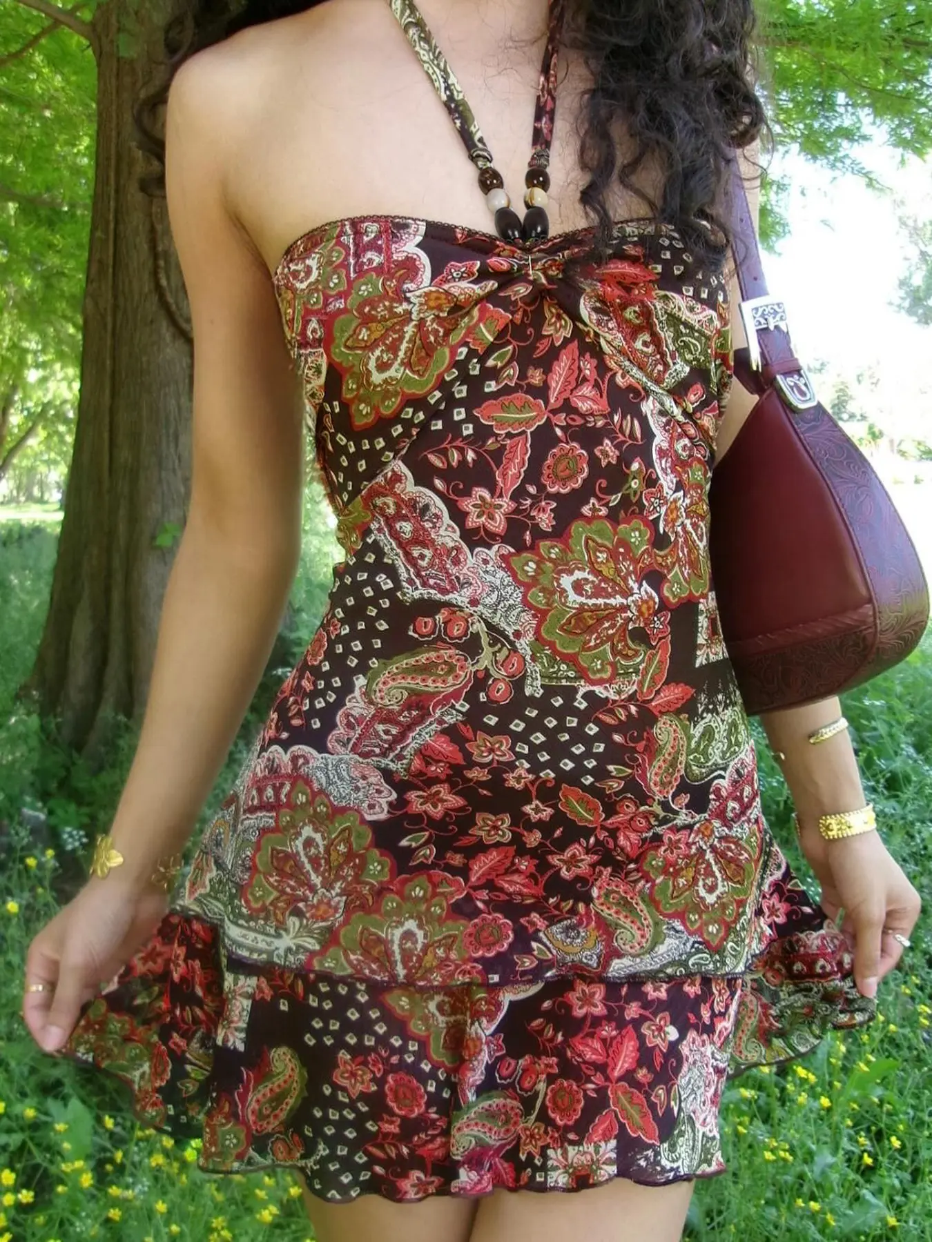 Vintage Ethnic Print Beaded Halter Dress, Slimming Vacation Dress,  Sleeveless Sexy Tube Top, Perfect for Travel, Casual Shopping, Parties -  TikTok Shop