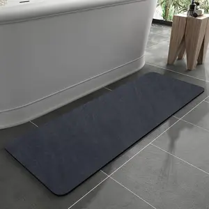 -Bath Mat Rug-Backing Non Slip Quick Dry Absorbent Thin Rugs Fit Door-Faux Suede Surface Mats-Shower Rug for in Front of Shower Navy 24"x48"