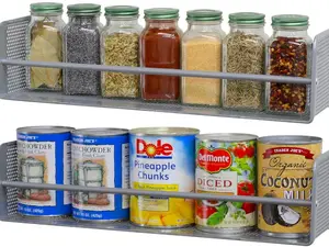 Simple Houseware Wall Mounted Spice Rack, Silver, Set of 2