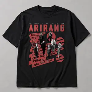 Arirang BTSS World Tour classic black  white Floral Bangtan Merch 2026,Classic Street Style Gift for Birthday Holiday Christmas Halloween Unisex  BTSS Concert Tee, Kpop Army, Gift for Kpop Gift for Birthday Christmas Halloween