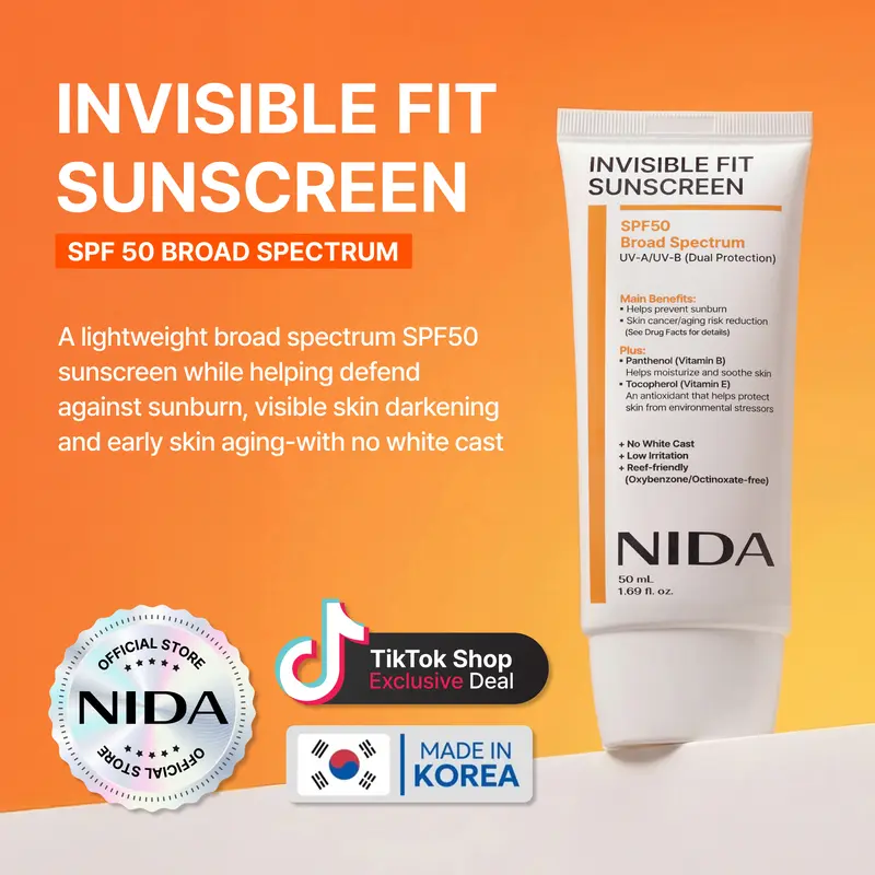 NIDA Invisible Fit Sunscreen Lightweight Spf Sensitive Facial