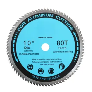 10" Aluminum Cutting Blade with 80 Sharp Alloy Teeth 255mm Diameter Noise-Reducing Heat Vents 25.4mm Arbor for Fine Finish Ideal for Aluminum Materials