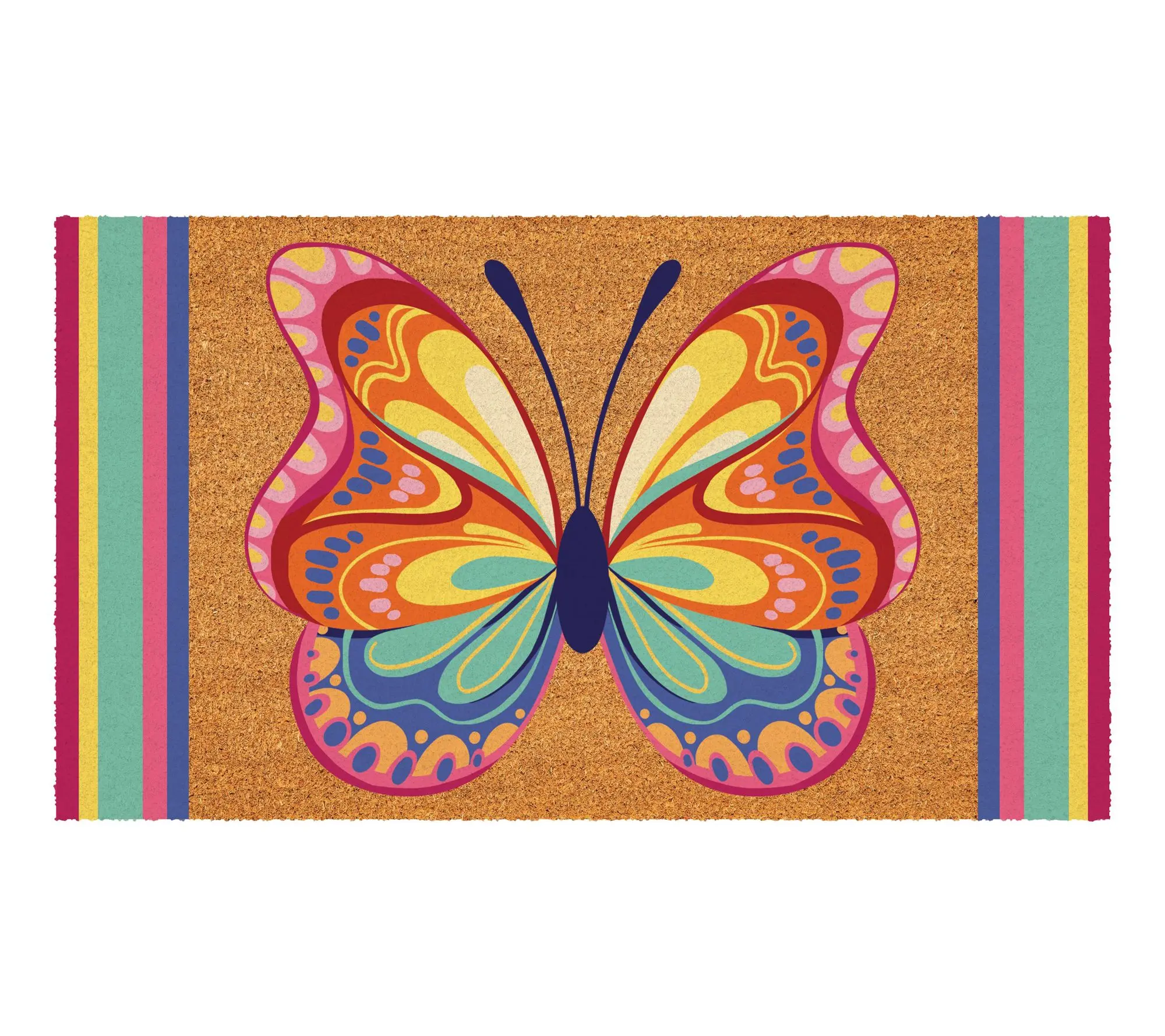Evergreen 30"x18" Radiant Butterfly Coir Doormat Evergreen 30"x18" Radiant Butterfly Coir Doormat