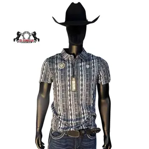 Rock & Roll Denim RR Aztec Printed Polo – Charcoal BM51T07682
