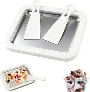 Ice Cream Maker At-Home Rolled Ice Cream Machine with Instant Freeze Tray & 2 Scrapers DIY Fun Family Activity for Yogurt Sorbet Easy to Use Upgraded Freeze Plate Complete Kit