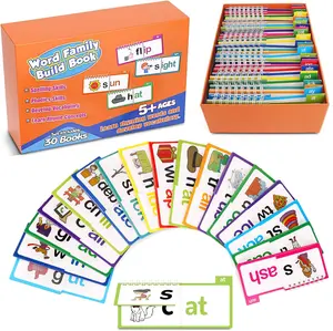 30PCS Read and Rhyme Flip Books, Interesting Word Family Flip Books, Phonics Flash Cards, Sight Words Flash Cards Kindergarten, Read and Rhyme Flip Activity Book