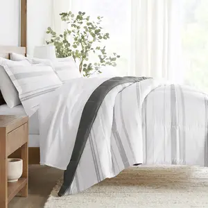 Stitched Stripe Reversible Down-Alternative Comforter Set Stitched Stripe Reversible Down-Alternative Comforter Set