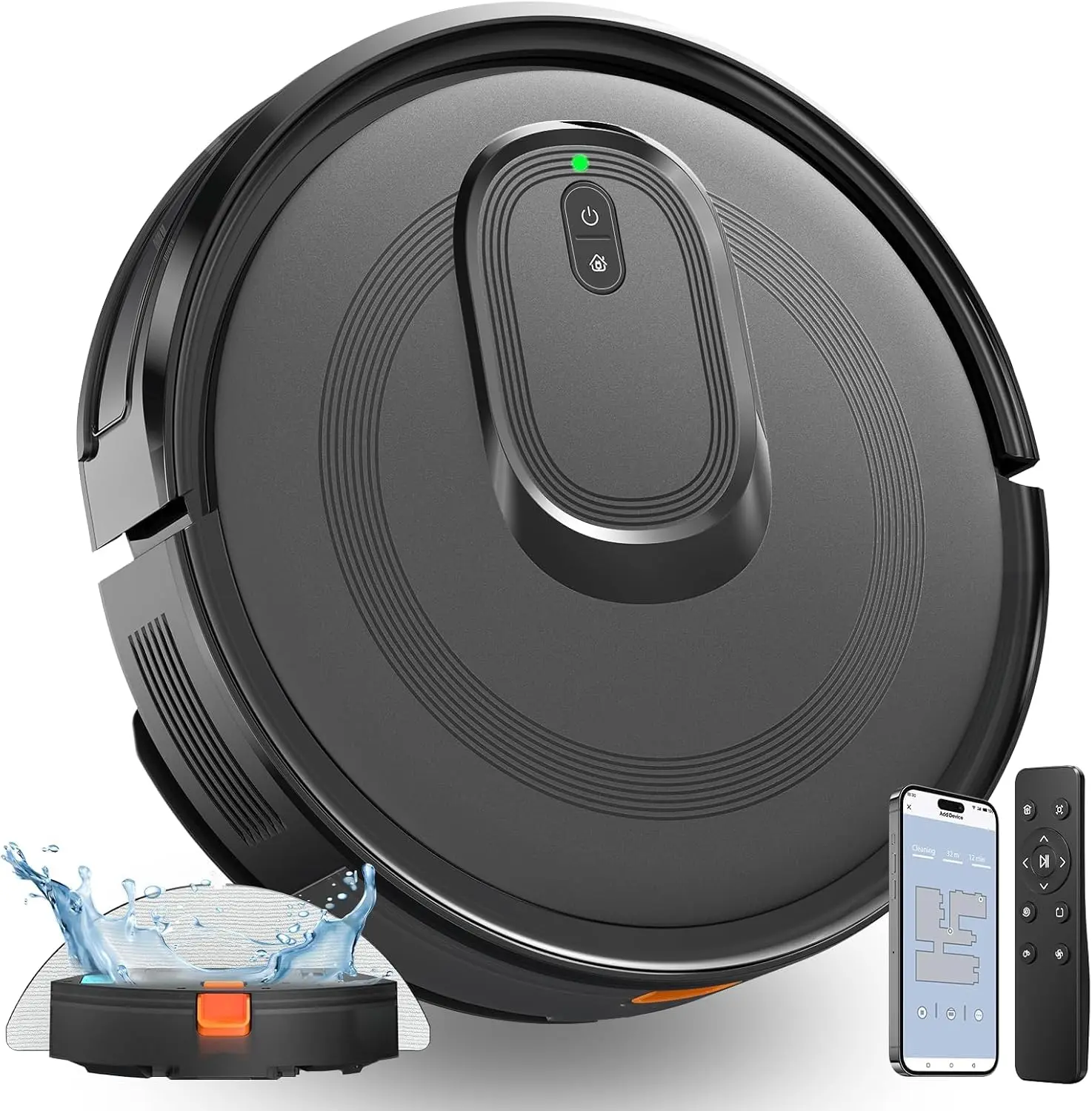 2-in-1 Robot Vacuum and Mop Combo, 4200Pa Suction, Black, App & Voice Control, Self-Charging, Obstacle Avoidance, Alexa-Compatible Floor Cleaner