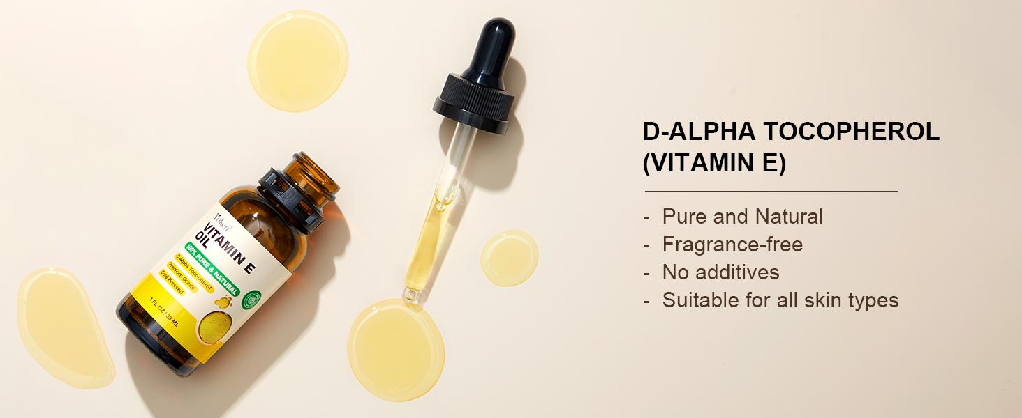 Yoken Vitamin E Oil for Skin Glass Bottle Vitamine Body oils for Face | Pure D-Alpha Tocopherol Cold Pressed Liquid Nails Vit e Women Moisturizing Dry Skin Unscented Carrier Oil Hydrate Hexane Free