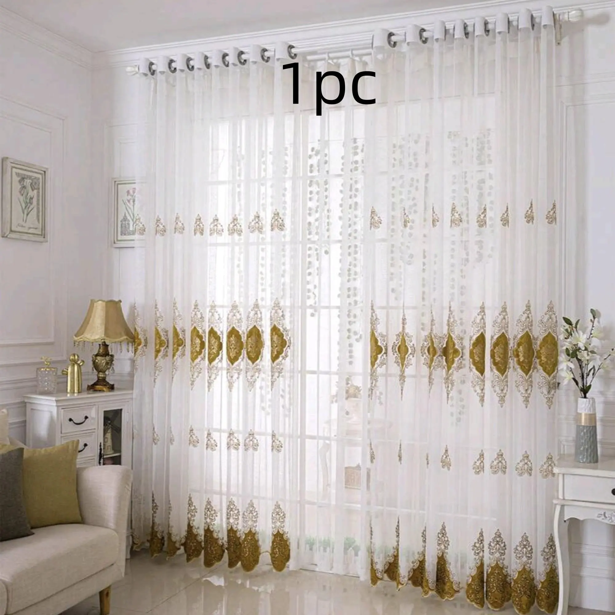Luxury European Embroidered Sheer Curtain Panel, Home Decorative Curtain, Unique Embroidery, Elegant Jacquard Fabric, Customizable Size Options Available, Perfect for Home Decor, Home Decoration Curtain
