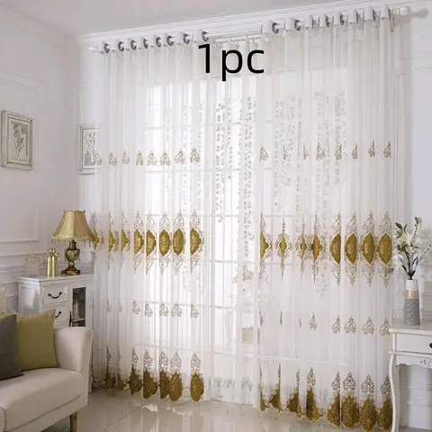 Luxury European Embroidered Sheer Curtain Panel, Home Decorative Curtain, Unique Embroidery, Elegant Jacquard Fabric, Customizable Size Options Available, Perfect for Home Decor, Home Decoration Curtain