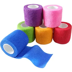6 Pack 2" x 5 Yards Self Adhesive Bandage Wrap Breathable Cohesive Vet Wrap for Pets, Elastic Self-Adherent Tape for Sports, Wrist, Ankle (Mixed Colors)