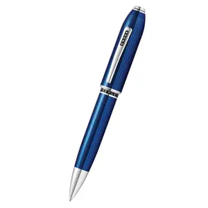 Peerless™ Translucent Quartz Blue Engraved Lacquer with Platinum Plated Appointments Ballpoint Pen