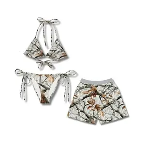 [Summer Deal] Camo Matching Couple Swimwear Set, Sexy Tie-Side Tankini for Women & Men's Camo Mesh Shorts, Matching Hunting Camo Outfit for Summer Vacation & Honeymoon