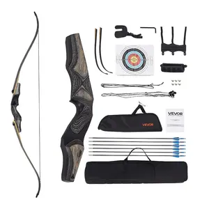 VEVOR Recurve Bow and Arrows Kit, 60 inch Wooden Takedown Bows, Right Handed Ergonomic Archery Recurve Bow Package, Longbow for Outdoor Target Training Practice Hunting, Beginners to Advanced, 45 lbsVEVOR Super Brand Day