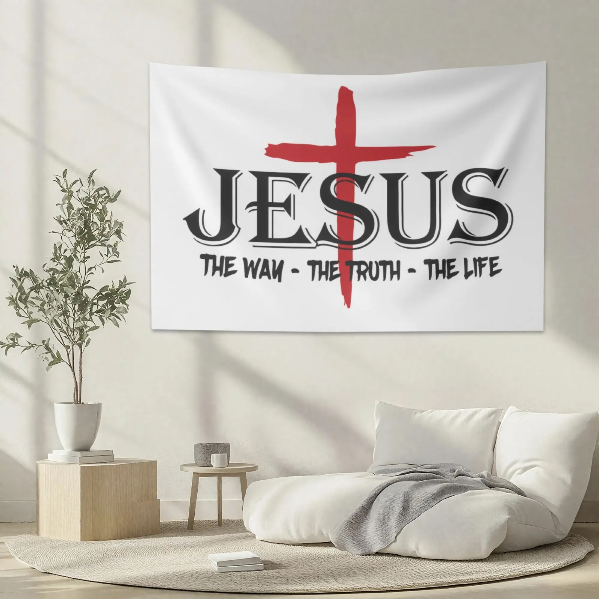 Christian home decoration, inspirational faith artwork, Jesus Christ wall hanging, spiritual room decor, religious gift for believers, modern cross design.