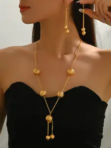 Elegant Beaded Necklace Earrings Set for Women, Fashion Jewelry Set, Long Tassel Design, Perfect for Parties and Celebrations