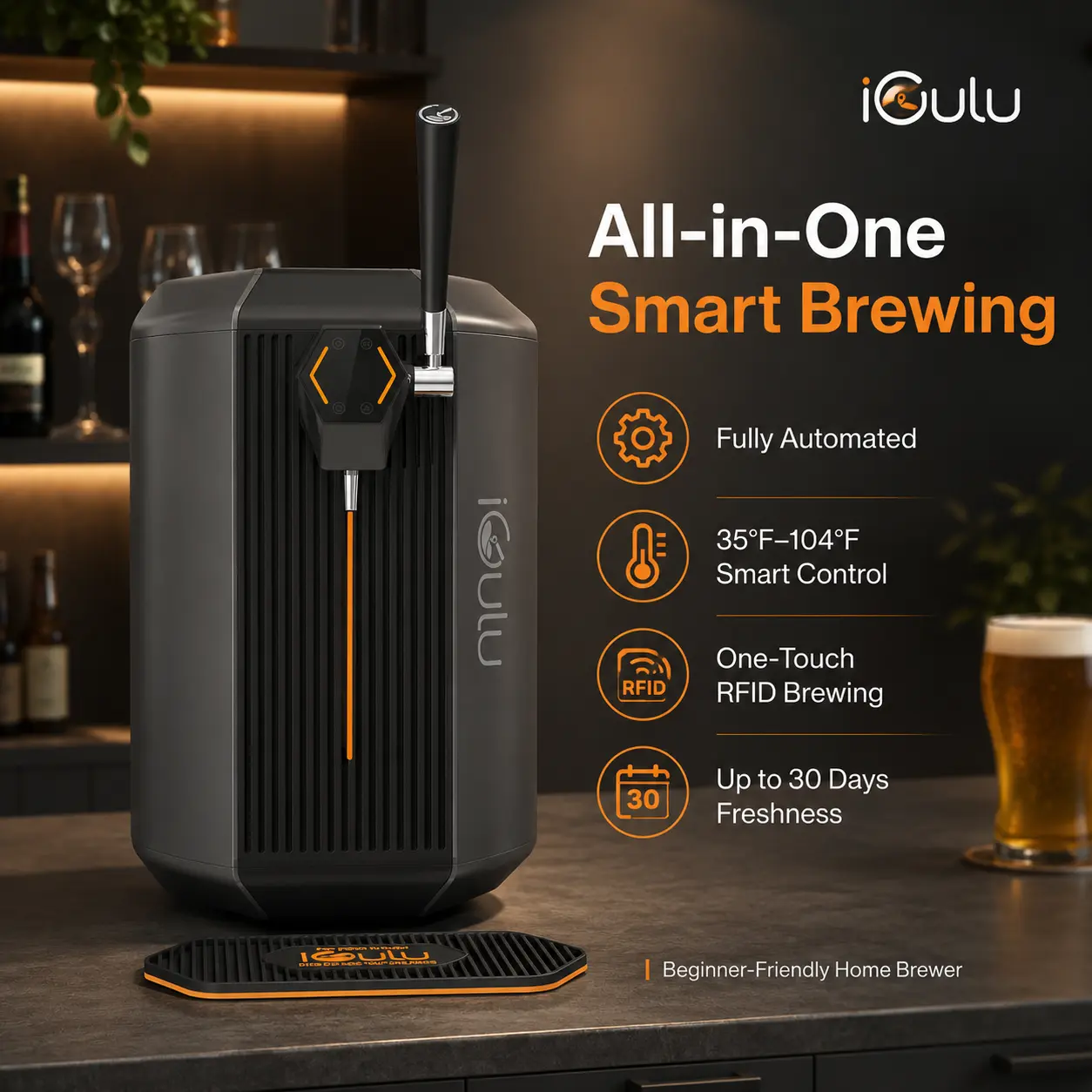 iGulu S1 Automated Home Brewer & Fermenter - Smart 1-Touch Beer Brewing Machine Kit System with RFID, Beginner-Friendly Beer Fermenter Machine for Craft Beer, Kombucha, Hard Cider