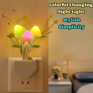1pc American Standard Smart Light Control LED Lotus Mushroom Night Light, Energy-Saving And Aesthetically Pleasing Small Night Light, Wall Lamp