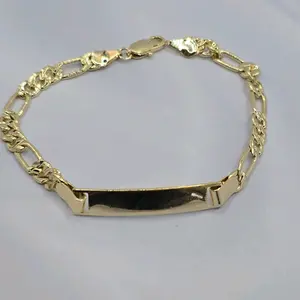 BRACELET figaro ID  Style Gold-plated adult zises 7 ½"inches ENGRAVING AVAILABLE leave a note with your name