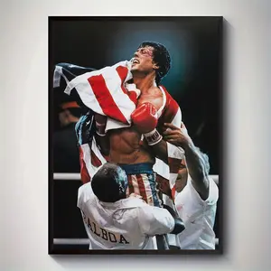 Unframed Canvas Painting, <Loki IV> Movie Poster Canvas Wall Art--Iconic Boxing Victory Scene with American Flag, High-Quality Printing, Vibrant Colors Suitable for Bedroom and Living Room Decoration, Perfect Room Decoration