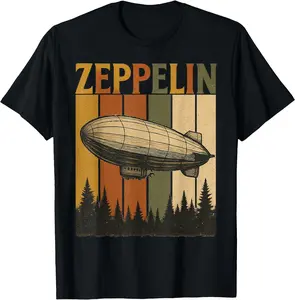 100% Cotton - Retro Zeppelin Airship Shirt Vintage Rock Style Tee for Men T-Shirt - for Men & Women Lightweight Relaxed Fit T-shirt
